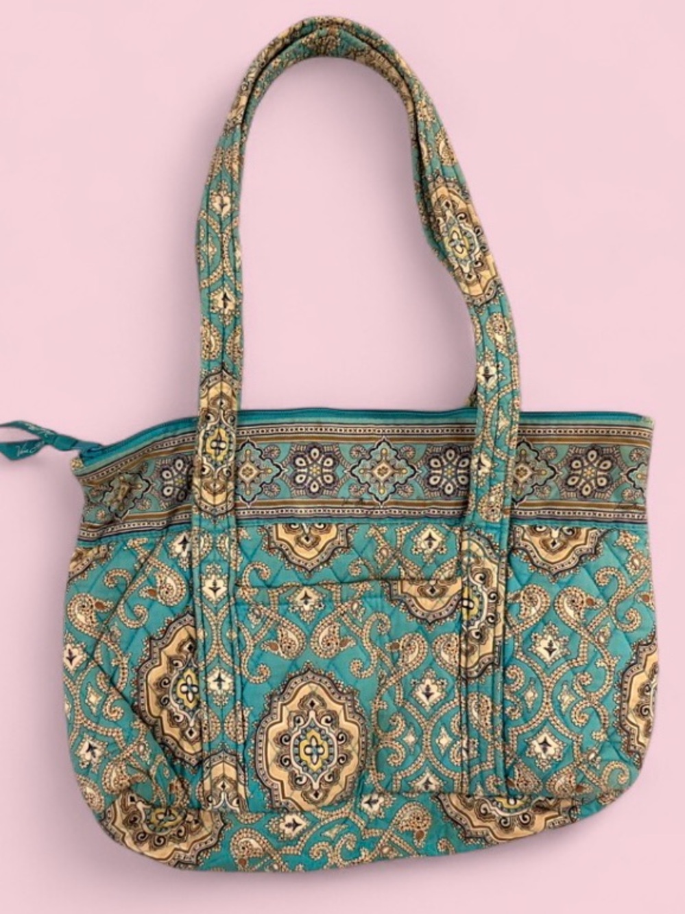 Retired Vera Bradley Totally Turq Medium Quilted Shoulder Bag
